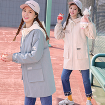Spring and autumn new girls autumn junior high school students Korean casual windbreaker female middle school students coat Academy style