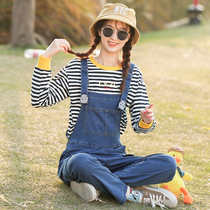 2020 Autumn jumpsuit girl autumn trousers female college style junior high school students casual Joker denim pants