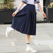Girl jk uniform skirt genuine college style high waist pleated skirt long high school junior high school students long skirt summer