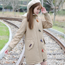 Meteor love special winter cotton-padded jacket girl thickened and velvet jacket medium-length junior high school students winter cotton-padded clothes