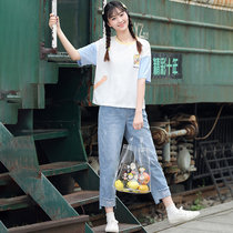 Junior high school students summer leisure suit high school students loose Korean junior high school students girl Summer T-shirt two-piece set