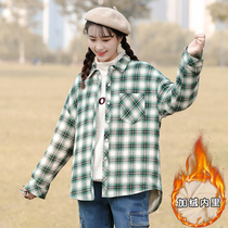 2020 autumn and winter shirt girls winter dress college style high school junior high school students Korean version of padded velvet Joker jacket