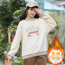 High School students plus Velvet girl thick coat Korean version loose junior high school girls winter coat high collar inside