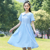 Girl big child dress summer 2021 new foreign style over the knee junior high school students summer dress 12 years old 15 years old fat girl