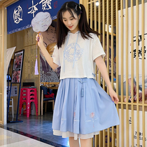 High School junior high school student girl fashion suit girl student summer dress Chinese style national style ancient wind Net red two-piece set