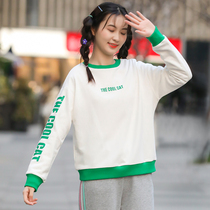 2021 Spring and Autumn Junior High School Students Sweatshirt Girls High School Girls Base Long Sleeve Top Korean Print Joker