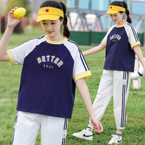 Junior high school student sports suit girl summer dress high school girl fashion girl Summer Net Red 13-year-old loose Korean version