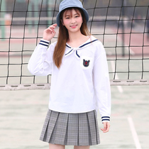 Meteor love girl Autumn junior high school students Korean casual wild shirt navy style middle school students spring and autumn coat