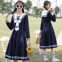 Japanese navy dress long sleeve cute jk uniform college style high school girls junior high school students autumn skirt