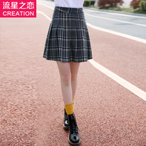 Meteor Love 2020 New Girl Korean slim pleated wool skirt