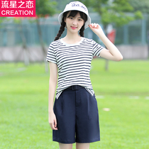 Girls Summer Leisure Sports Set 2020 Summer New Junior High School Students Short Sleeve T-Shirt Two Piece Teenagers