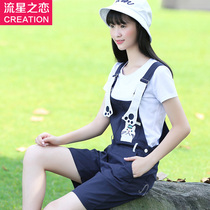 Summer jumpsuit New Tide girl slim back pants junior high school students Korean shorts youth summer Women
