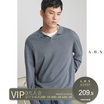 2021 autumn wool lapel long sleeve polo shirt men loose casual versatile men Spring and Autumn thin sweater