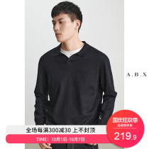 2021 autumn wool lapel long sleeve polo shirt men loose fashion brand mens black spring and autumn thin sweater wear