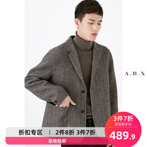 Autumn and winter herringbone double-sided full wool suit men loose Korean trend casual mens suit jacket winter