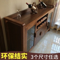 New Chinese walnut-colored restaurant cabinet against the wall locker tea wine cabinet side table solid wood side cabinet