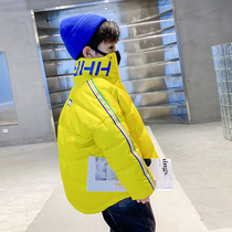 Childrens clothing boys winter clothing Tide brand fried street down jacket 2021 new winter foreign boy yellow thick coat