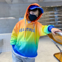 Boy Spring Clothing Fried Street Gradient Color Sweatshirt Children CUHK 2022 New Trendy Ocean Air Sports Han Edition Blouse