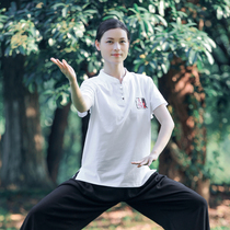 Zheng Fenghua Tai Chi suit womens summer short-sleeved T-shirt cultural shirt Tai Chi martial arts practice clothing mens thin Chinese style