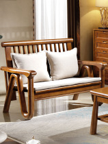 Simple modern solid wood sofa 123 combination winter and summer dual-purpose small apartment living room corner chaise three-person wooden sofa