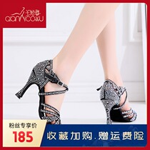 Qianjiao dance Latin dance shoes Diamond-set silk Satin ultra-high heel adult square dance ballroom dance sandals Dance shoes