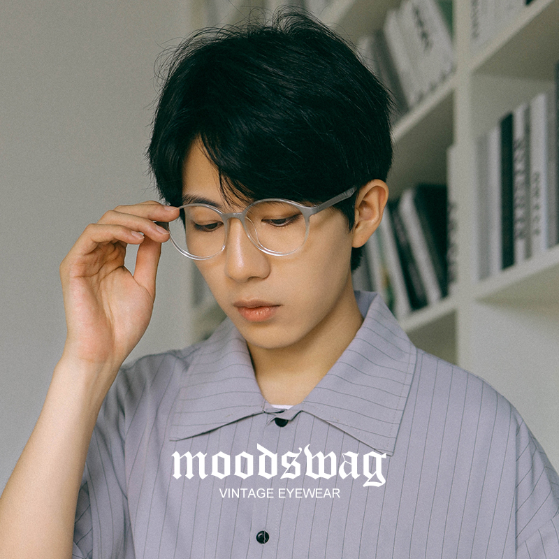 Ink-watching Korean transparent round-frame ultra-light myopic glasses female retro black-framed eye frame frame male generous face thin