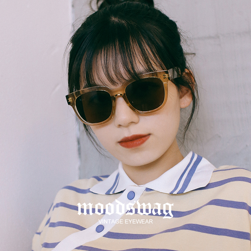Ink-colored transparent sunglasses mens tide street shoot Korean version of the net red female ins big face thin sunglasses 2020 new model