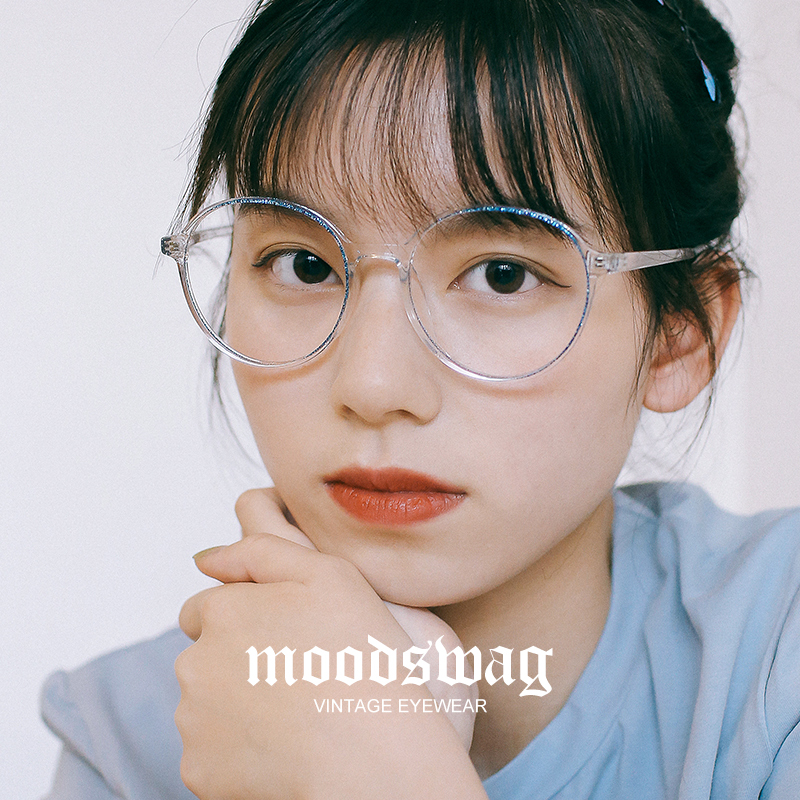 Ink-watching transparent gradient round-frame glasses myopia can be equipped with radiation-resistant anti-blu-ray frame womens net red-faced artifacts