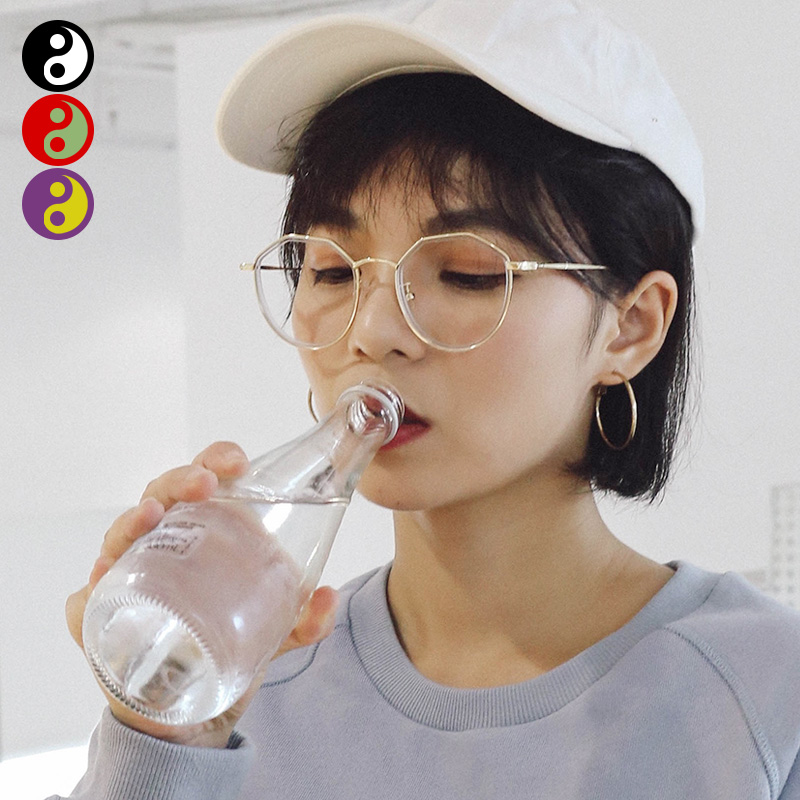 Indulging in polygonal transparent spectacle frame womens net red version of retro nearshed vision plain face god spectacle frame male big face