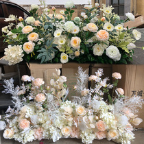 New wedding flower row long flower strip simulation road guide flower props ground flower road guide wedding decoration hotel layout