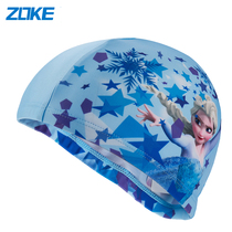 zoke Children Swimming Cap Girls Fabric Frozen Cartoon princess swimming cap Cute baby girl swimming cap