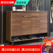 Shoe cabinet home large capacity door solid wood frame simple modern Chinese living room multi-layer balcony storage partition porch