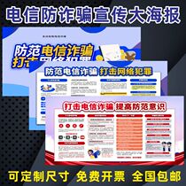 Anti-fraud posters to prevent telecommunications network fraud wall stickers Community unit publicity anti-fraud and anti-fraud Bulletin column
