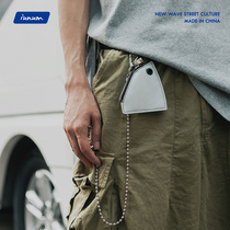 Tide brand personality mini running bag earphone bag male Street hanging chain PU leather pocket female fashion chain key bag