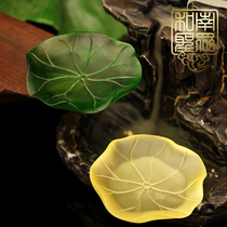 Buddha Hall Indoor for Buddha Lotus leaf glass tray Fruit plate Ghee lamp holder Candle holder Sandalwood seat Multi-function small plate