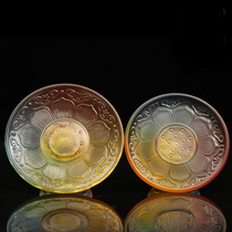 Buddha front fruit plate home indoor fruit plate Buddha Hall Guanyin tribute plate imitation glass colorful lotus fruit plate