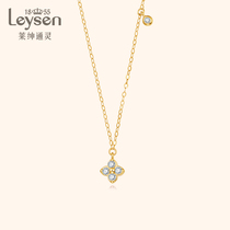 (New product)Lai Shen Psychic jewelry classic simple diamond necklace Female clover series 18K gold diamond hanging