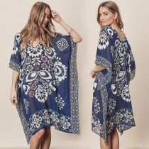Seaside holiday new chiffon positioning flower long bikini blouse beach dress swimsuit outside sunscreen skirt