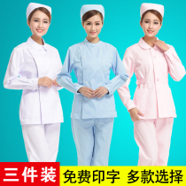 Xin ideas nurse suit long sleeve female split suit Slim doll collar Pink short sleeve nurse overalls two-piece set