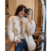 Jiajia fur 2021 autumn and winter New raccoon wool woven fur coat womens long suit collar coat