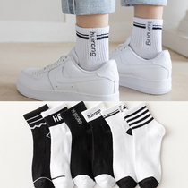  Socks mens mid-tube summer summer thin mens socks deodorant sweat-absorbing breathable sports cotton socks long socks ins tide