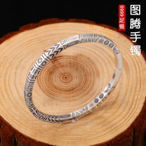 9999 sterling silver bracelet for men and women couples a pair of silver bracelets handmade solid opening totem bracelet valentine's day gift