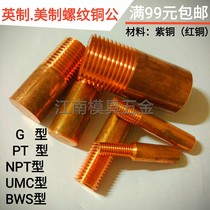 Red copper thread electrode UMC screw tooth copper male BWS Spark Machine PT copper pole NPT discharge copper worker G shake tooth red copper rod