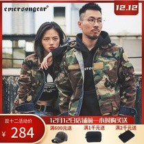 Emerson couple BDU style retro casual jacket Mens Womens Spring and Autumn thin camouflage lapel collar
