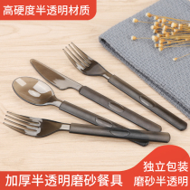 Plastic Thick Disposable Long Handheld Knife Fork Spoon Steak Pizza Western Food Takeaway Cutlery 100 Single Packaging