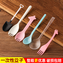 Disposable spoon plastic cake fork spoon dessert cake ice cream fruit fish jelly fork thickened separate packaging