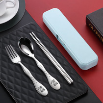304 stainless steel chopsticks spoon set cute children female students small office workers portable tableware storage box