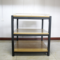 Supermarket milk pile head food shelf beverage ground grain oil steel Wood three layer display rack gift box promotion table