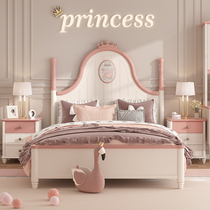 Solid wood childrens bed Girl 1 35 meters princess bed 1 5 meters single bed 1 2 American girl bed childrens room furniture