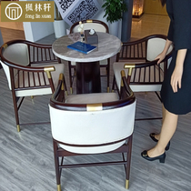 Modern light luxury negotiation table and chair combination Sales department Reception dining chair Simple hotel club New Chinese solid wood whole decoration